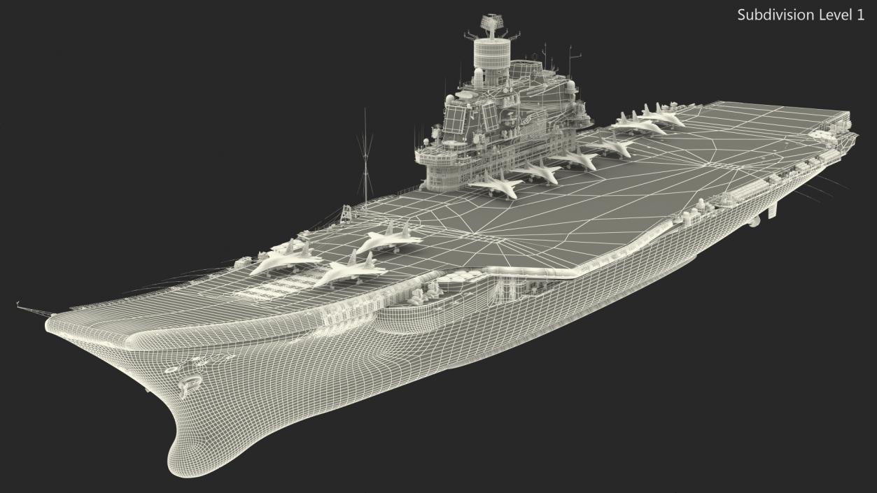 3D Aircraft Carrier with Airplanes