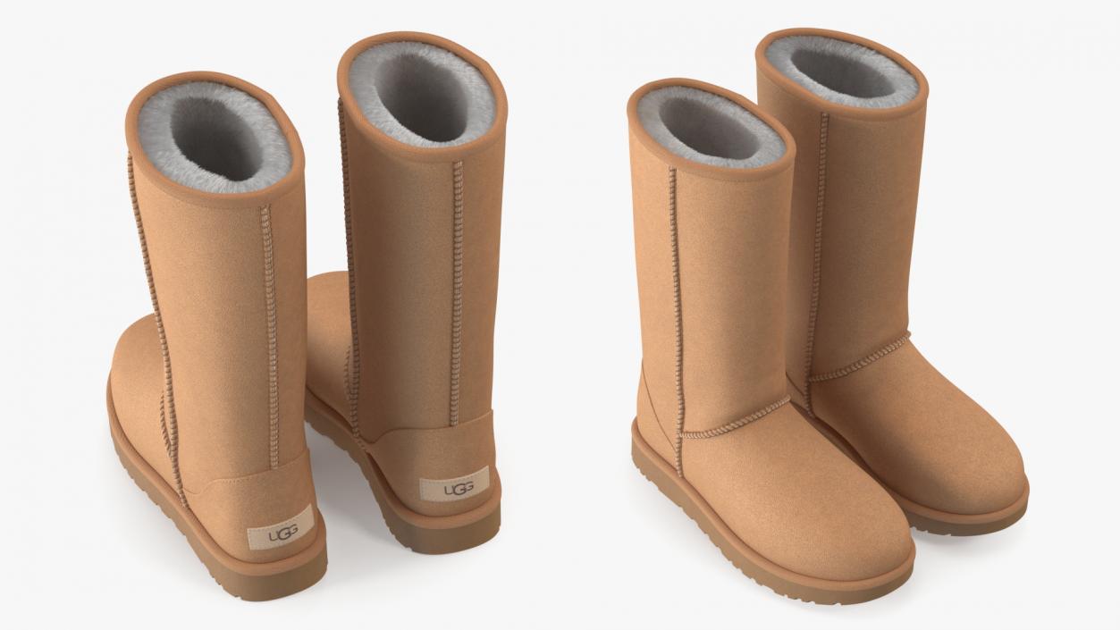 3D model UGG Australia Classic Tall Boots Fur Chestnut