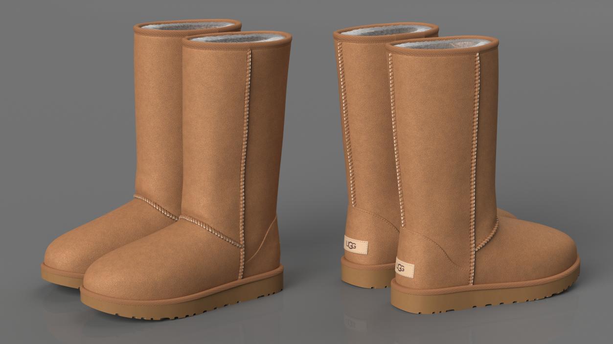 3D model UGG Australia Classic Tall Boots Fur Chestnut