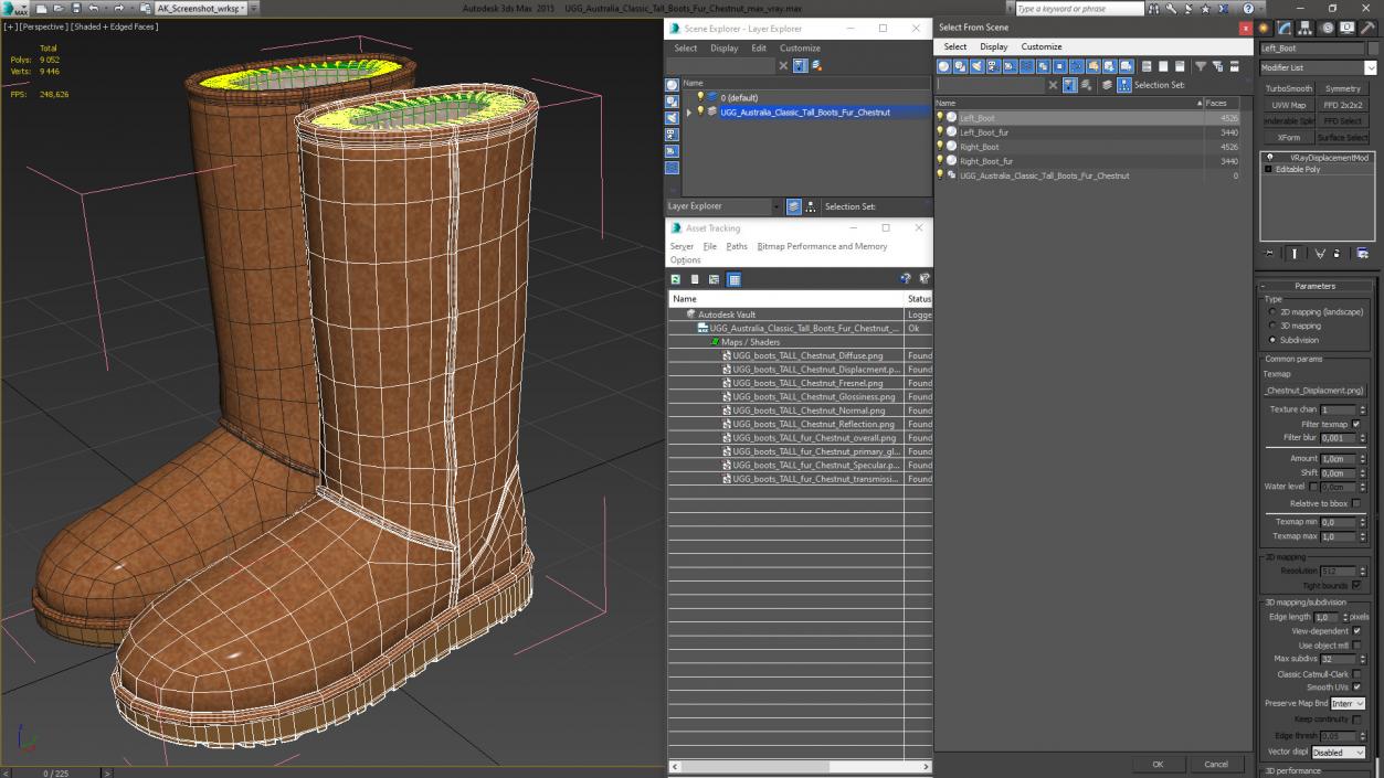 3D model UGG Australia Classic Tall Boots Fur Chestnut