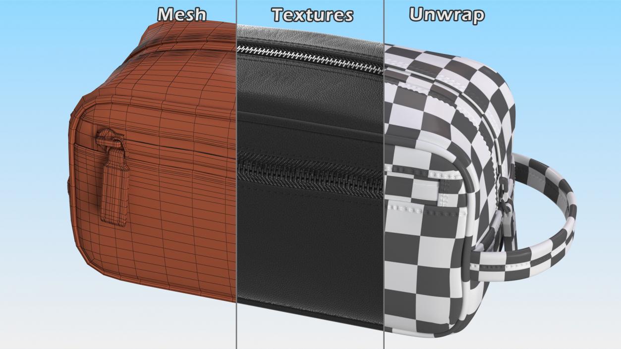 3D Leather Cosmetic Bag Closed Black model