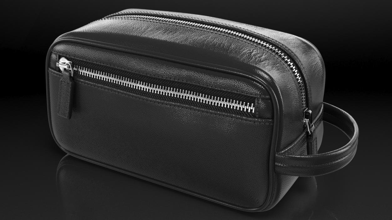 3D Leather Cosmetic Bag Closed Black model