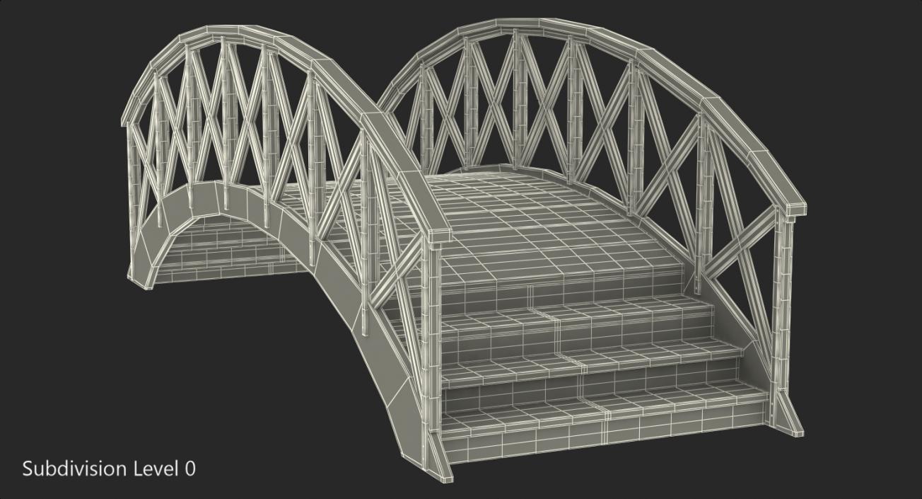 Garden Wooden Footbridge 3D model