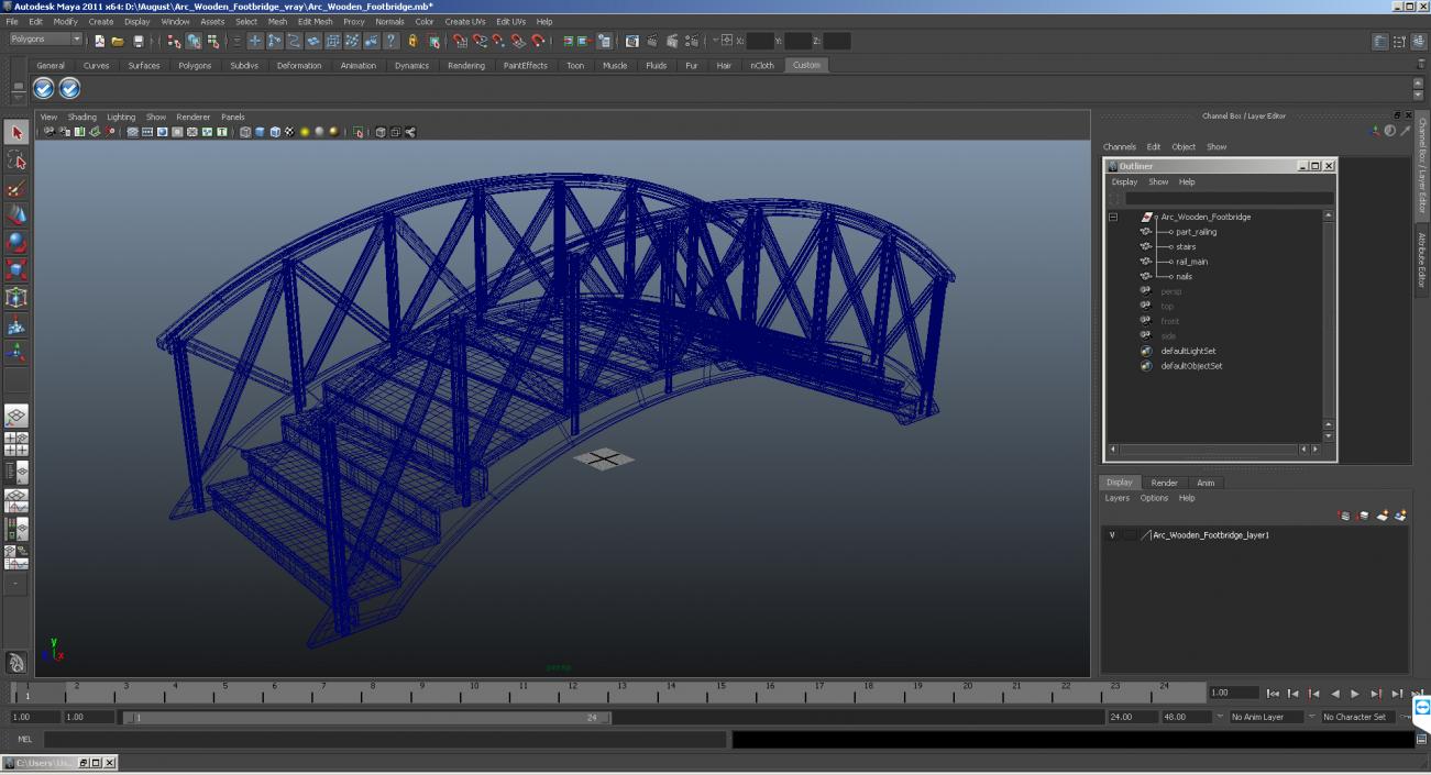 Garden Wooden Footbridge 3D model