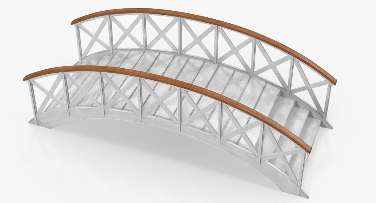 Garden Wooden Footbridge 3D model