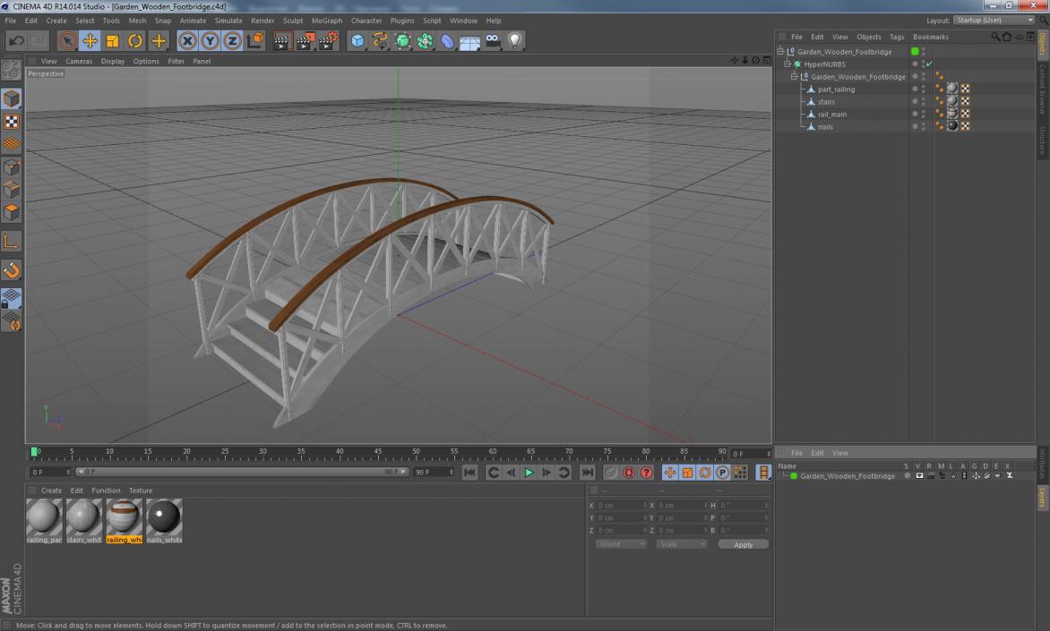 Garden Wooden Footbridge 3D model