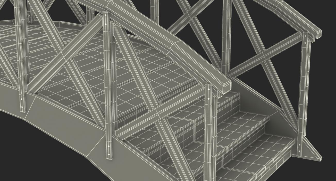 Garden Wooden Footbridge 3D model