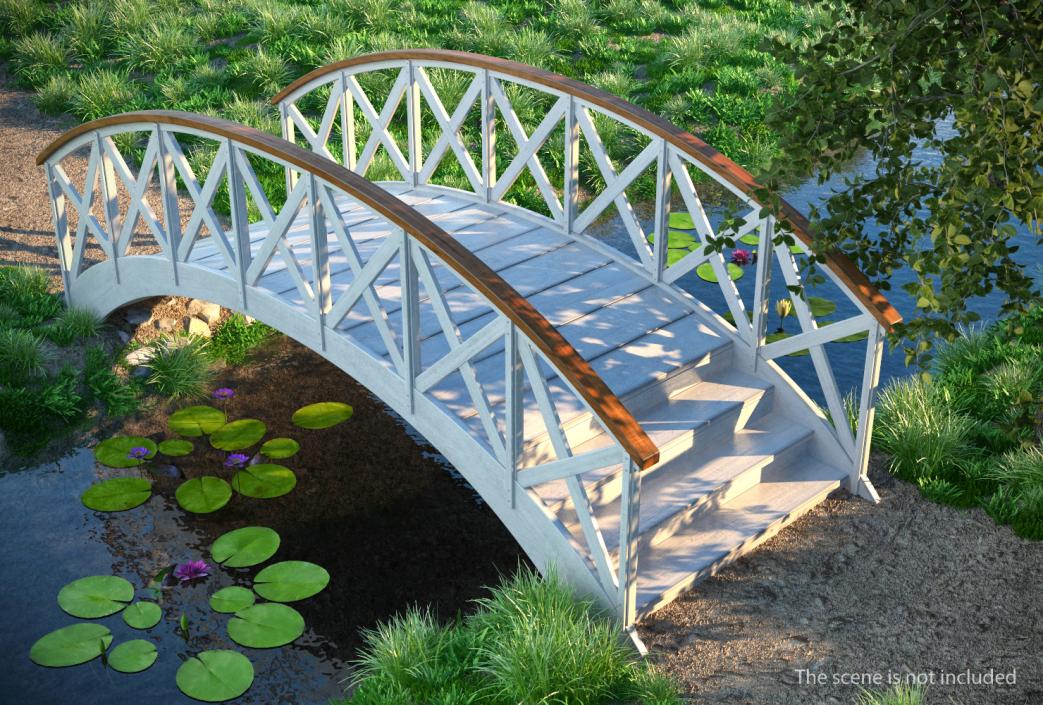 Garden Wooden Footbridge 3D model