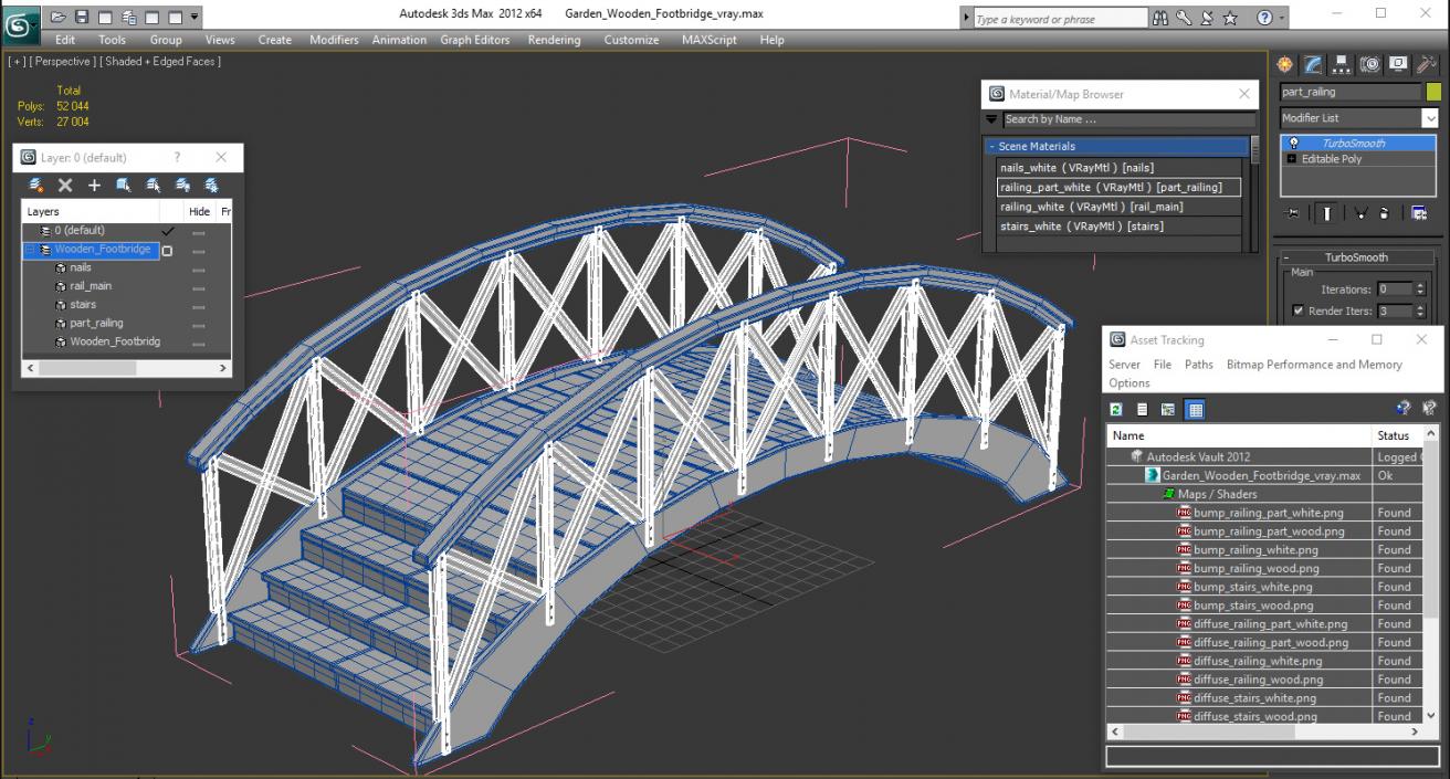 Garden Wooden Footbridge 3D model