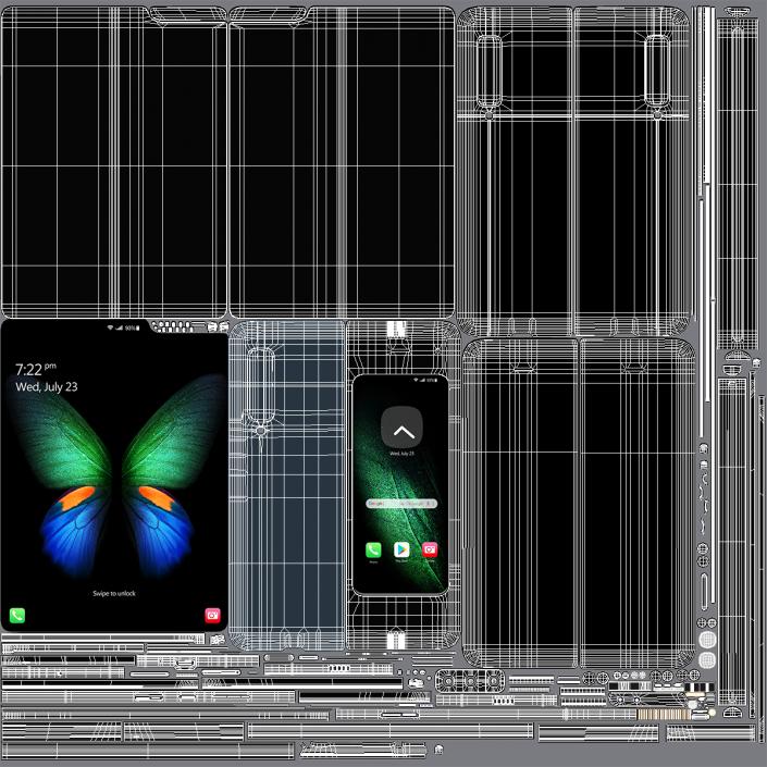 3D Samsung Galaxy Fold Silver