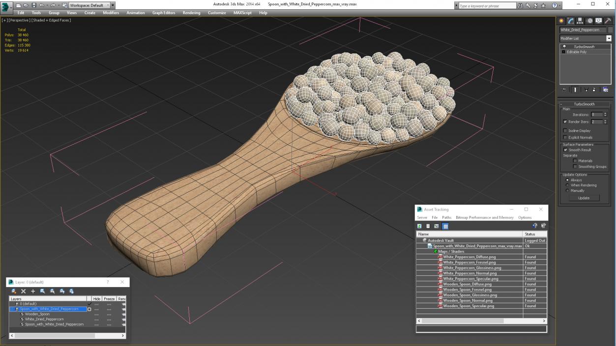 3D Spoon with White Dried Peppercorn model