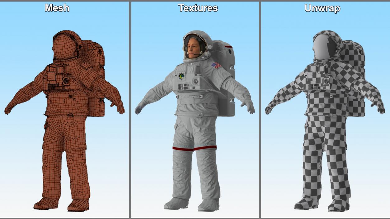 3D Astronaut Suit with Male Figure Rigged model