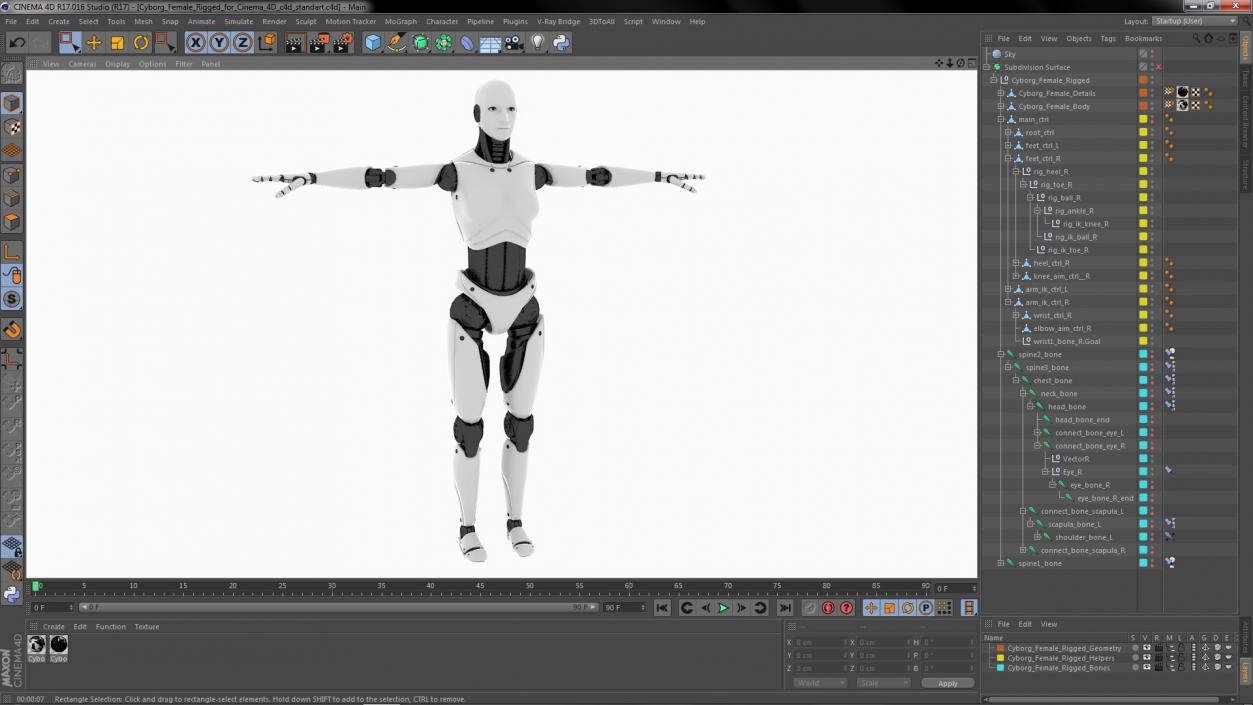 Cyborg Female Rigged for Cinema 4D 3D model