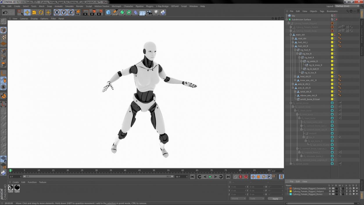 Cyborg Female Rigged for Cinema 4D 3D model