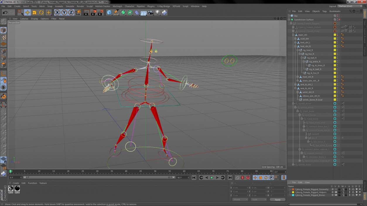 Cyborg Female Rigged for Cinema 4D 3D model