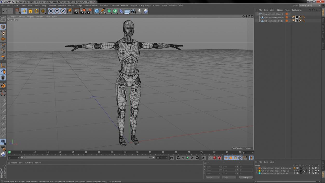 Cyborg Female Rigged for Cinema 4D 3D model