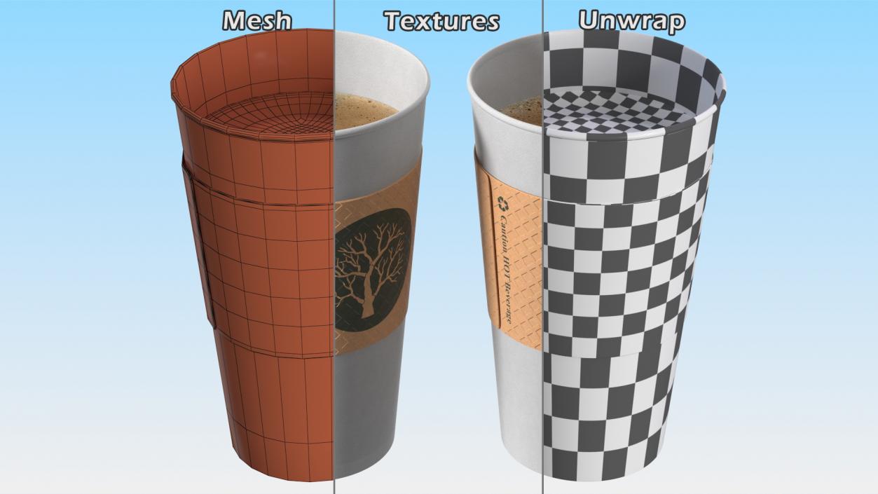 3D Paper Cup With Coffee