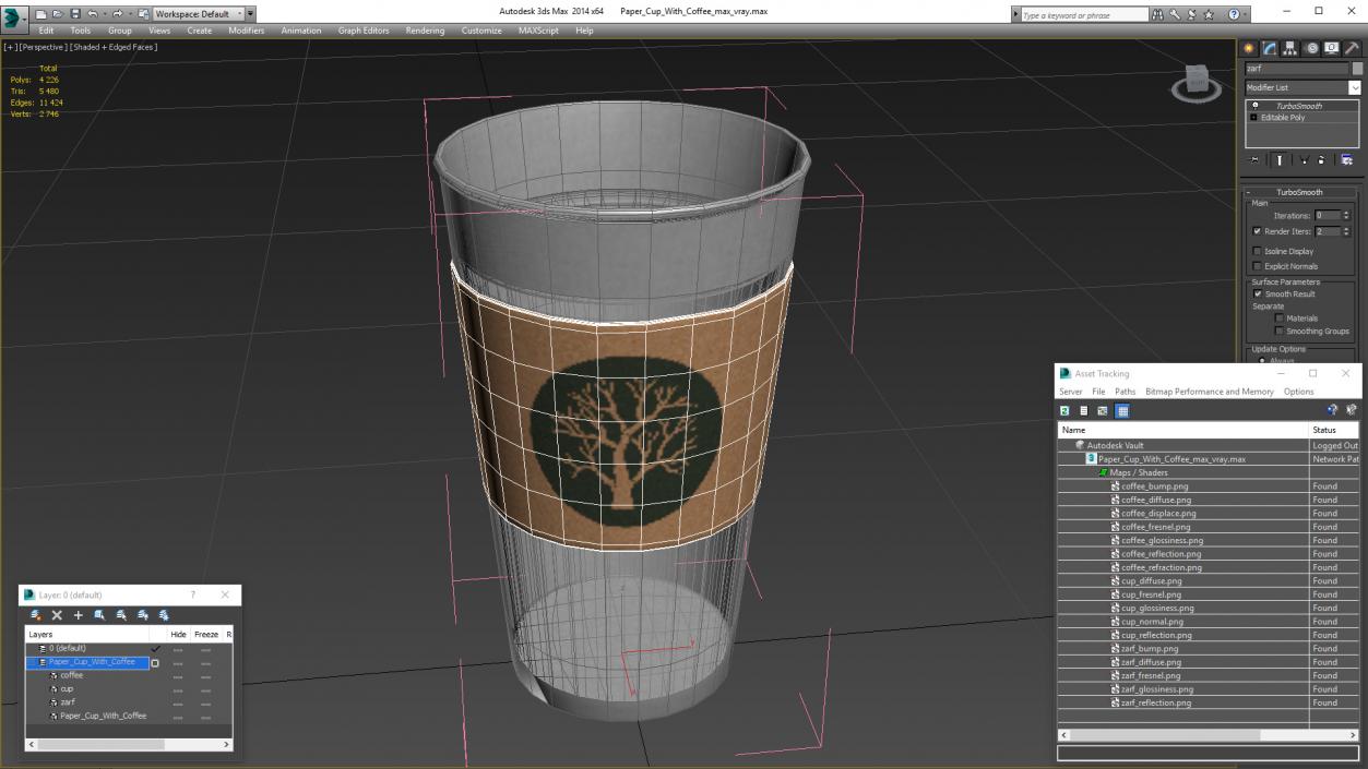 3D Paper Cup With Coffee