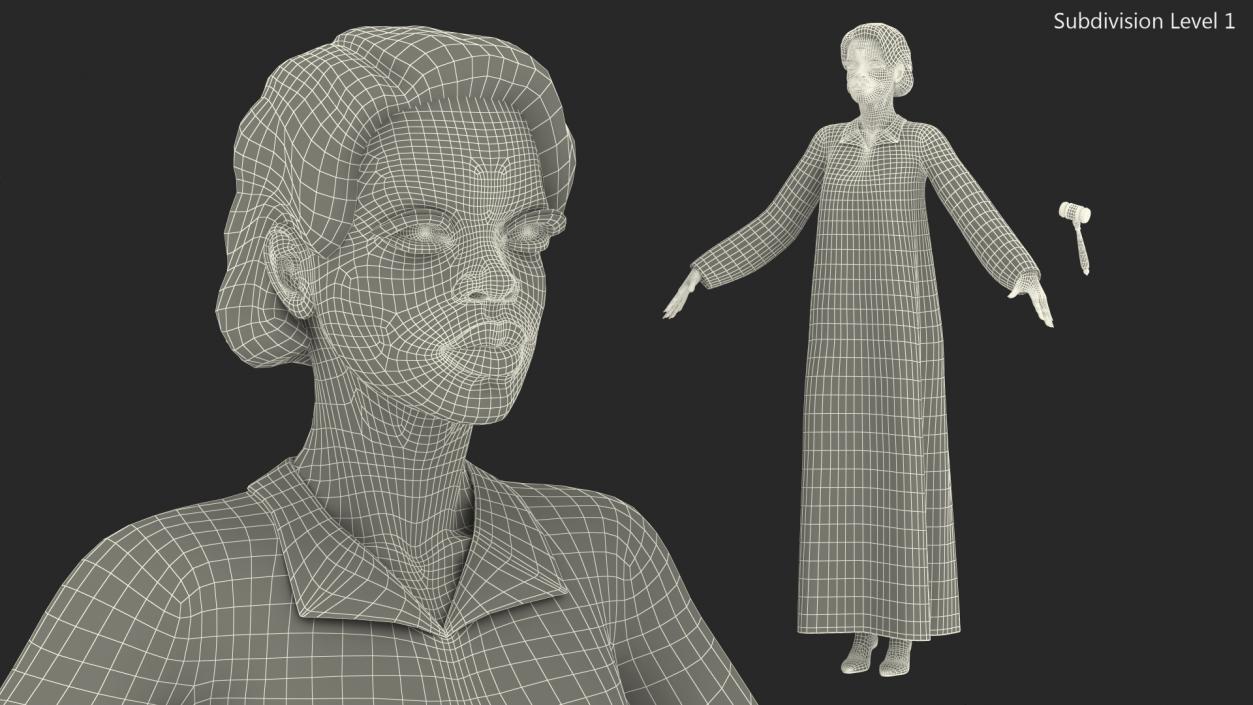 Light Skin Judge Woman T Pose 3D model