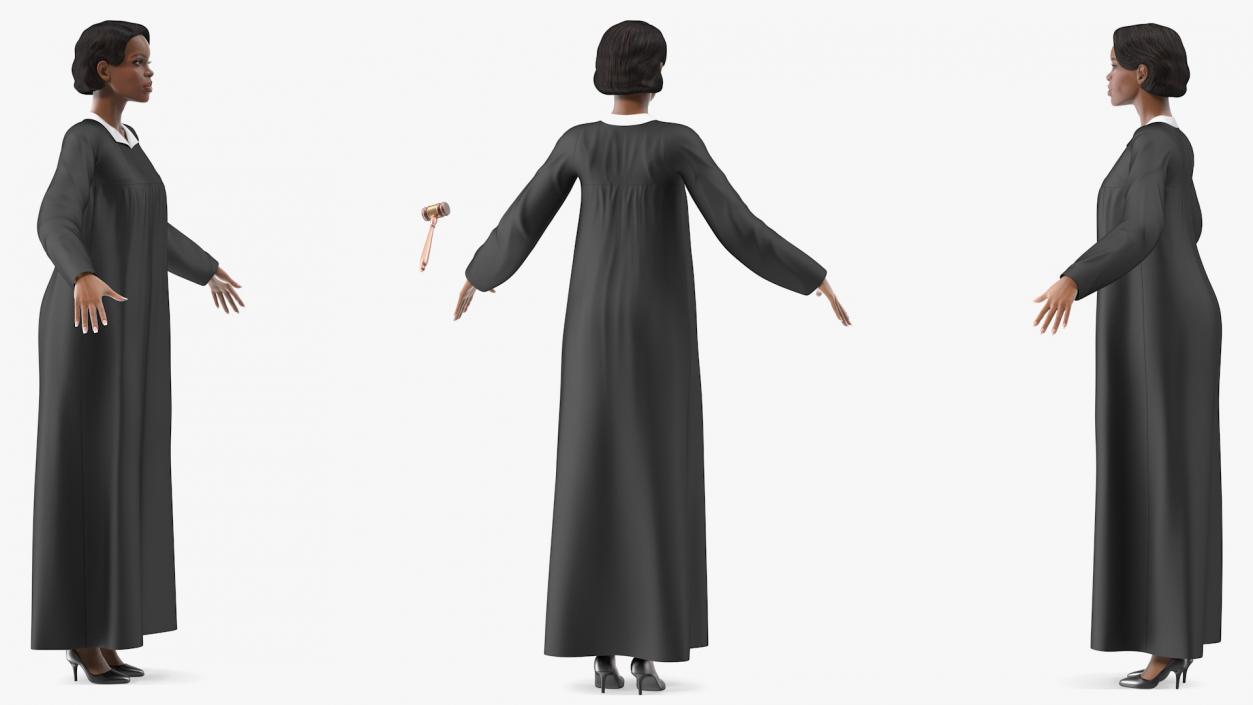 Light Skin Judge Woman T Pose 3D model