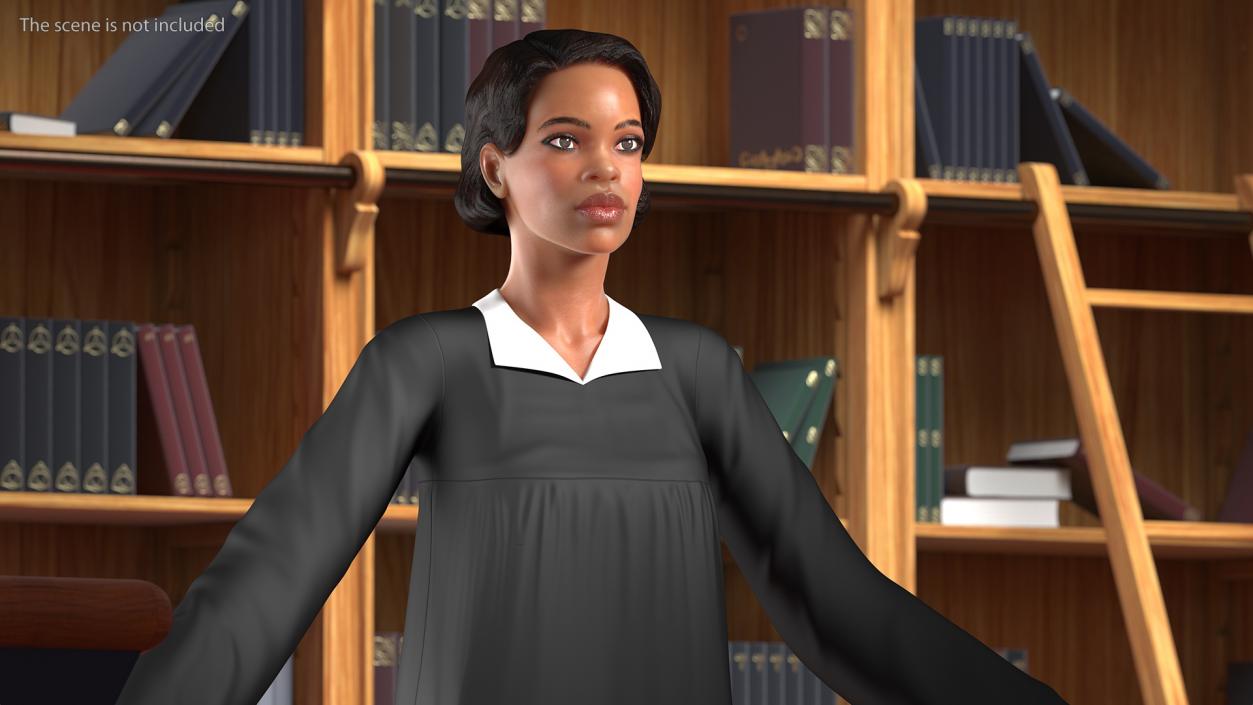 Light Skin Judge Woman T Pose 3D model