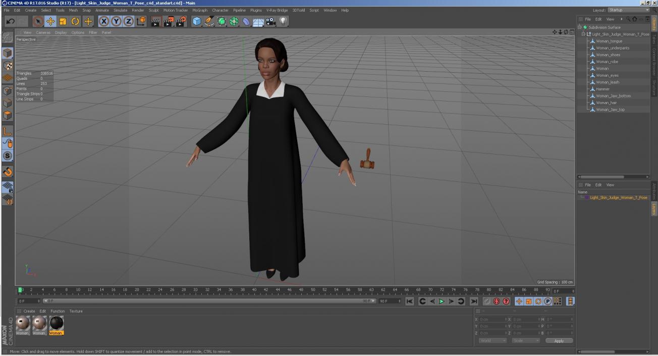 Light Skin Judge Woman T Pose 3D model