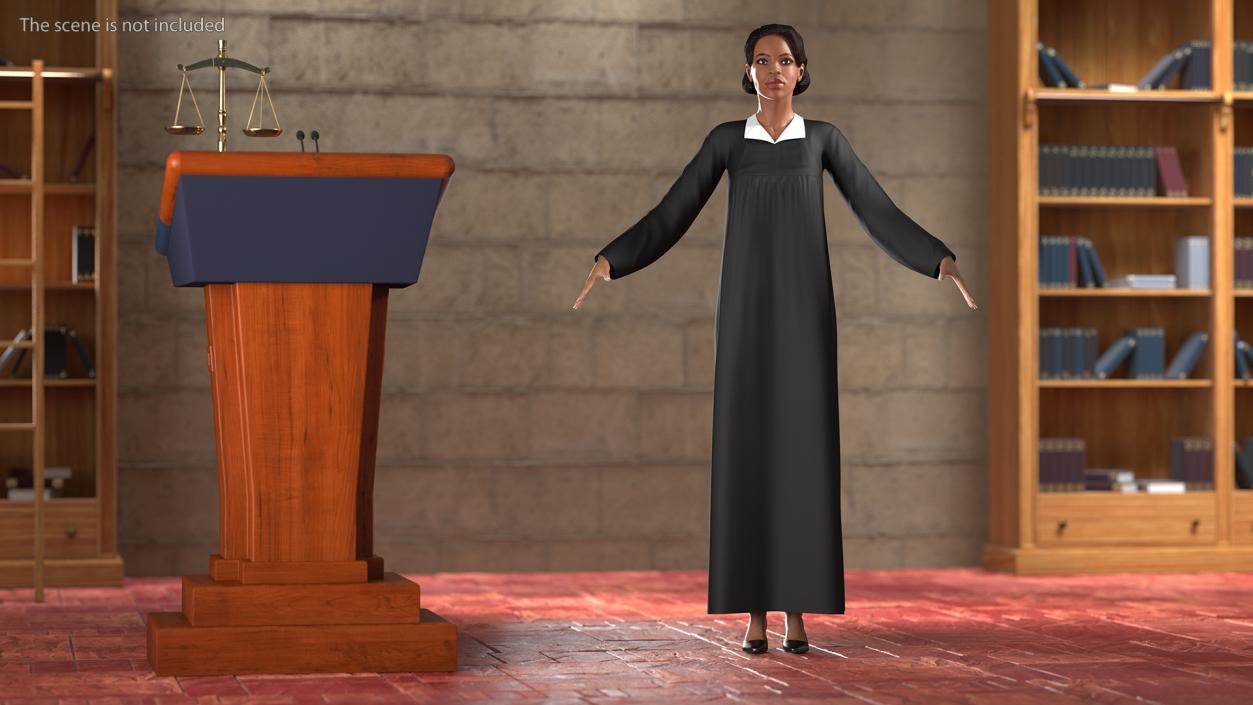 Light Skin Judge Woman T Pose 3D model