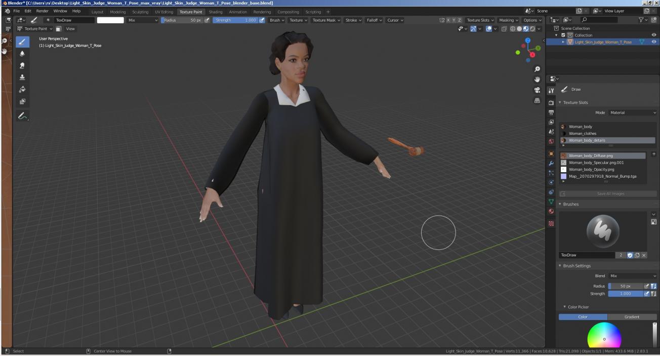 Light Skin Judge Woman T Pose 3D model