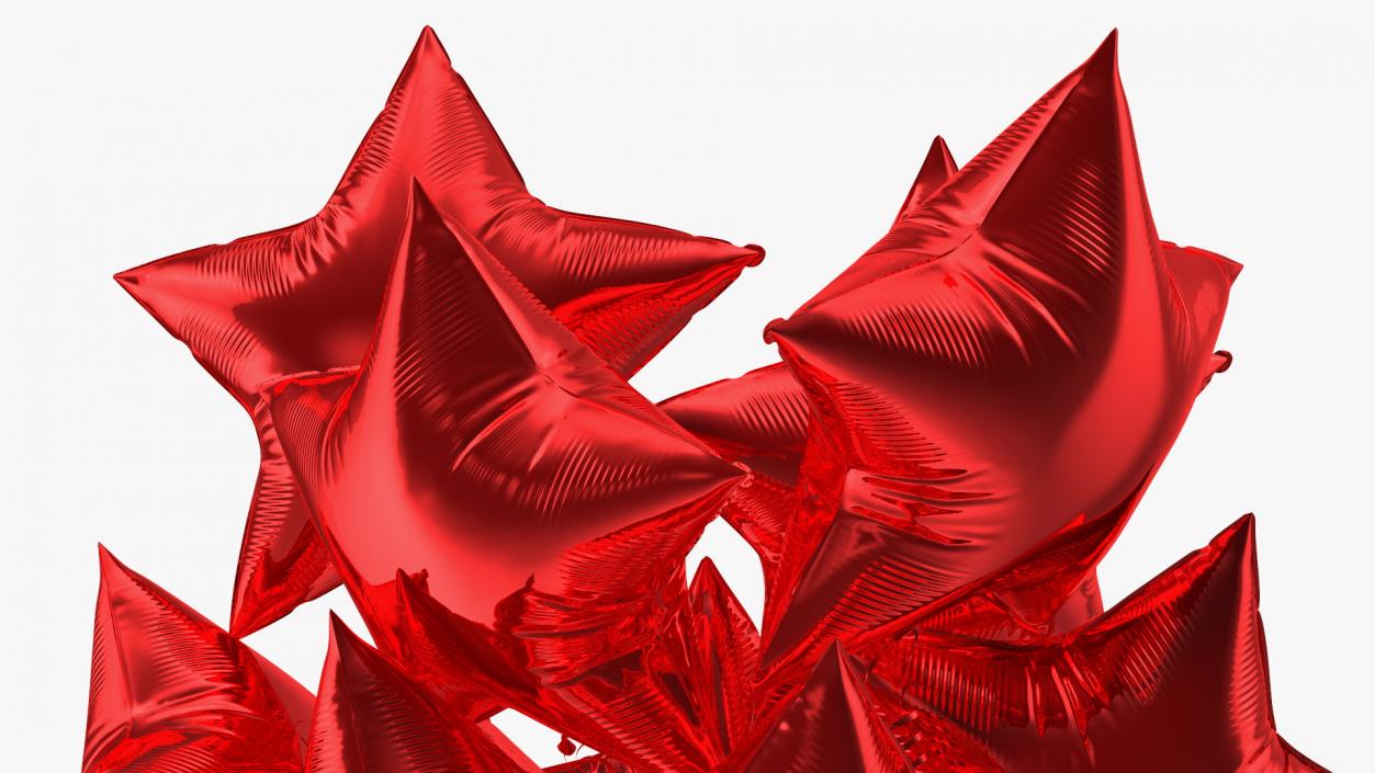 3D Red Star Balloon Bouquet with Gift Box model