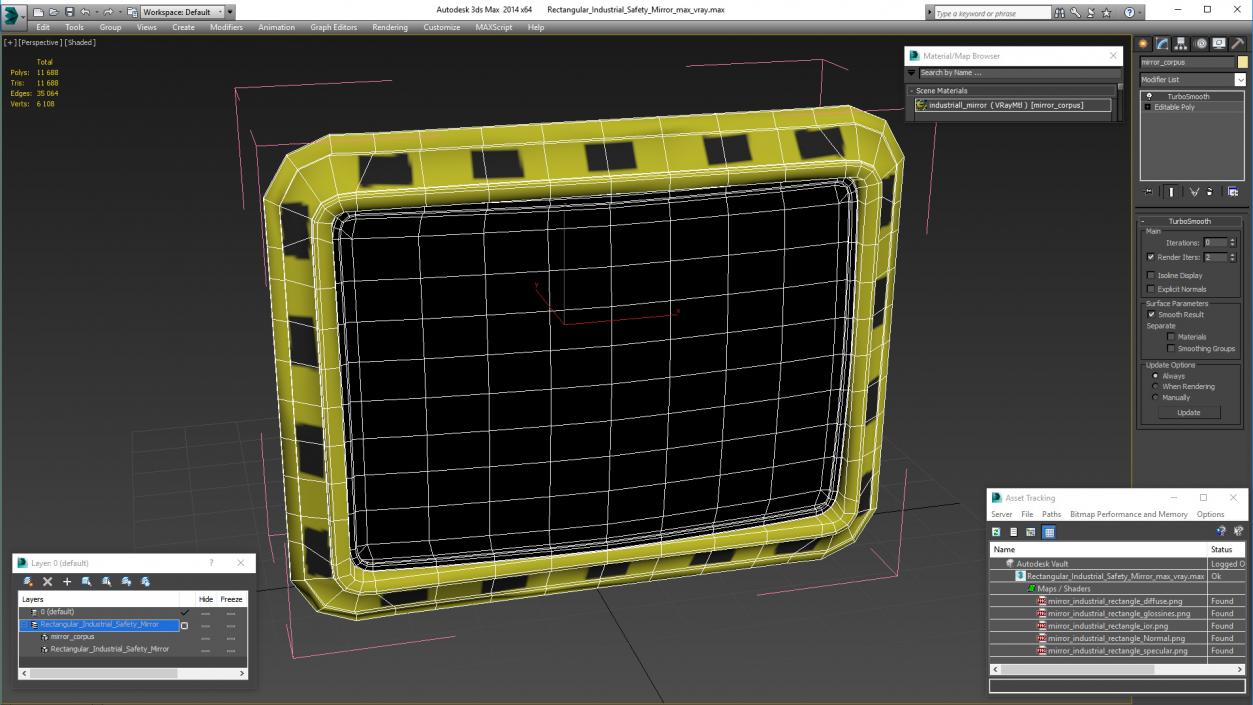 3D Rectangular Industrial Safety Mirror