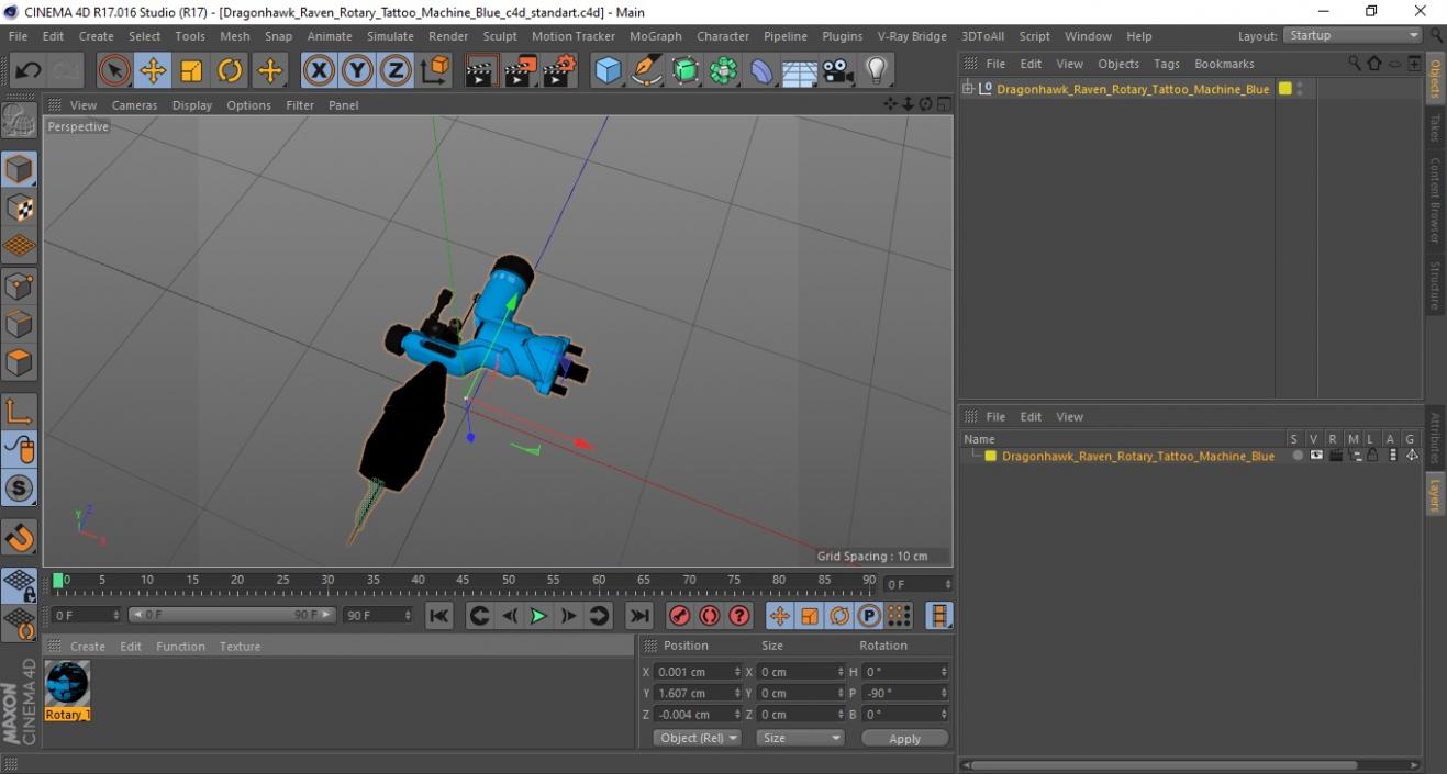 Professional Rotary Tattoo Machine Blue 3D model