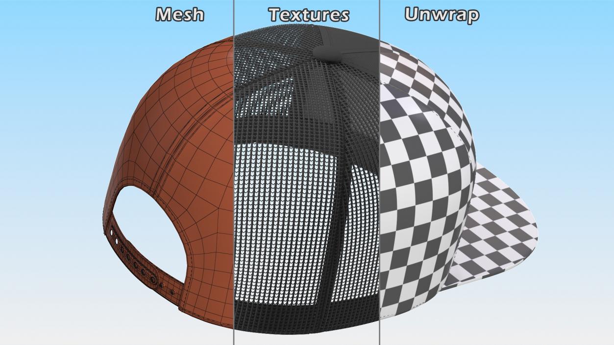 3D Seven Panel Trucker Cap with Mesh Back model