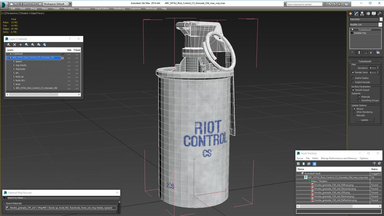 3D ABC M7A2 Riot Control CS Grenade Old