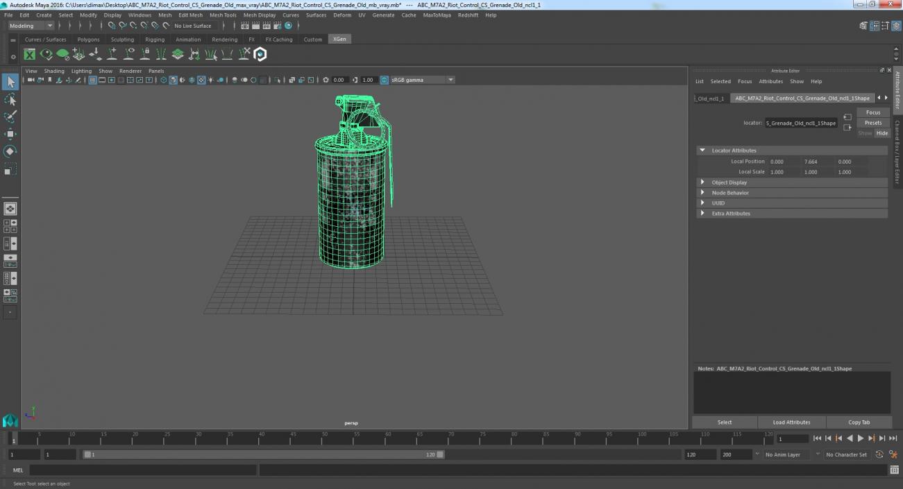 3D ABC M7A2 Riot Control CS Grenade Old