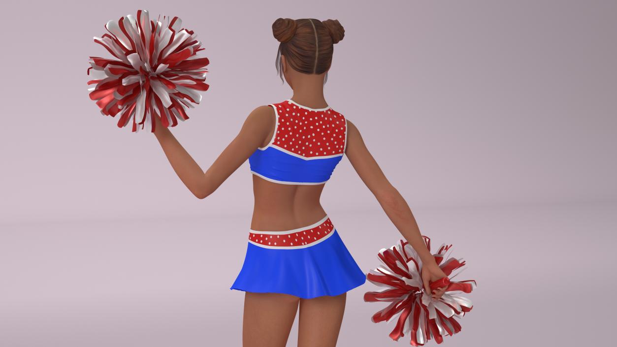 3D European Woman Dancer with Pompoms Rigged