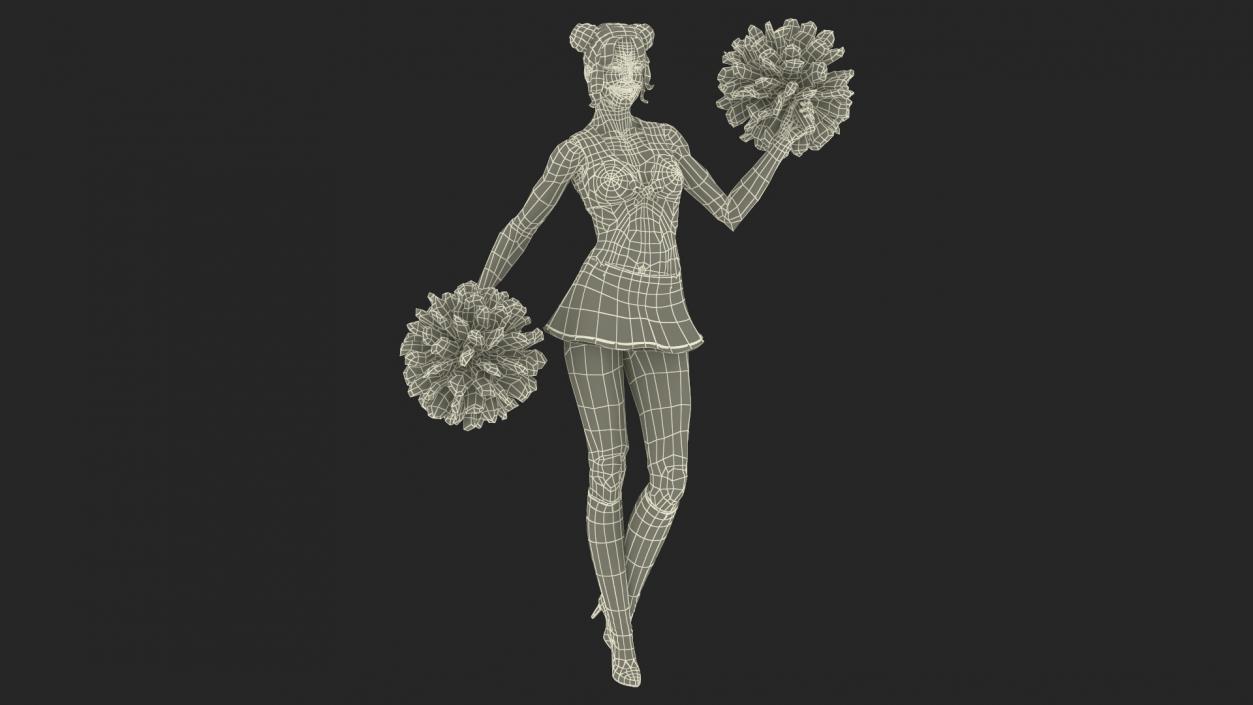 3D European Woman Dancer with Pompoms Rigged