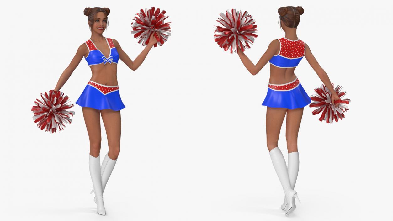 3D European Woman Dancer with Pompoms Rigged