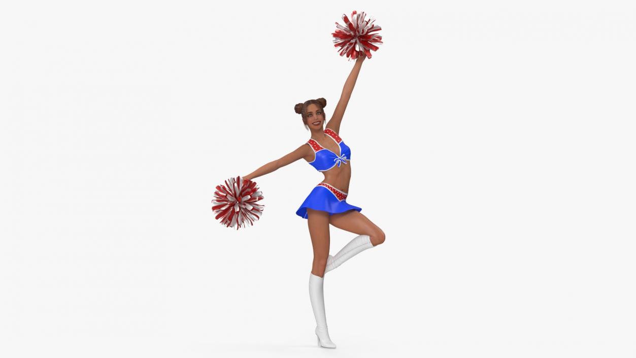 3D European Woman Dancer with Pompoms Rigged