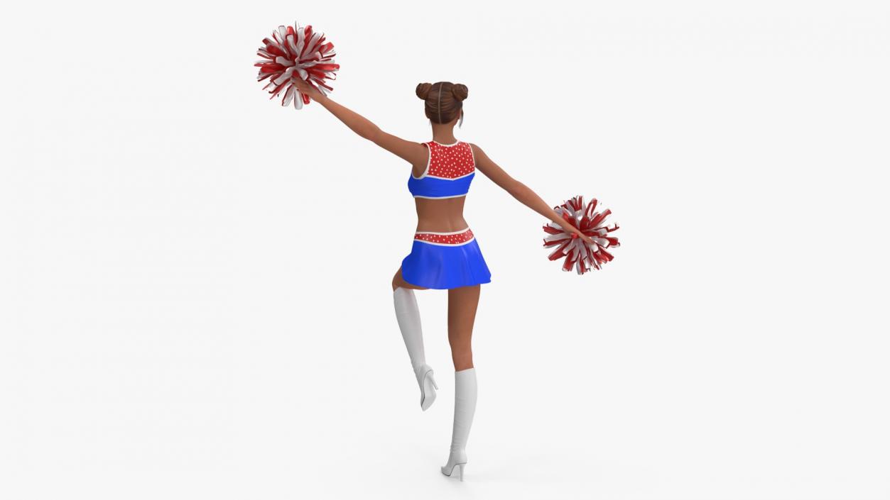 3D European Woman Dancer with Pompoms Rigged