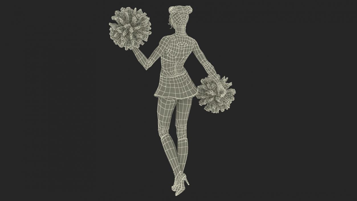 3D European Woman Dancer with Pompoms Rigged