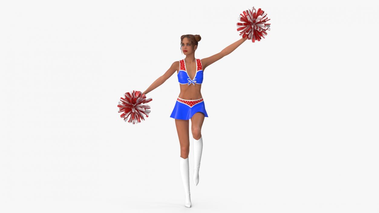 3D European Woman Dancer with Pompoms Rigged