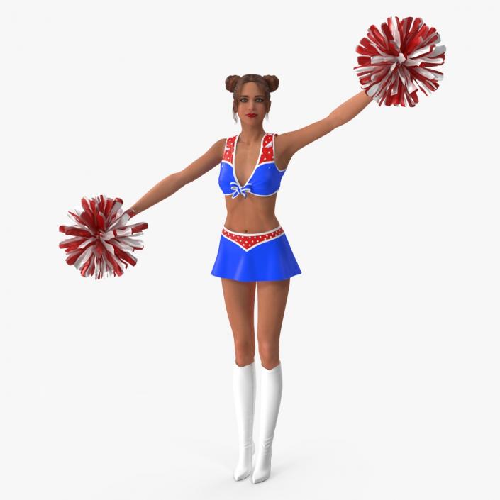 3D European Woman Dancer with Pompoms Rigged