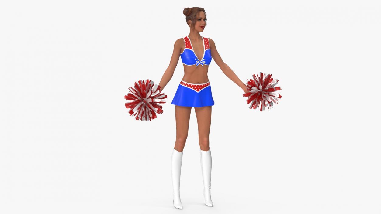 3D European Woman Dancer with Pompoms Rigged