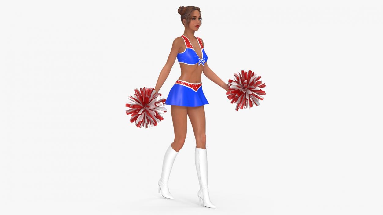 3D European Woman Dancer with Pompoms Rigged