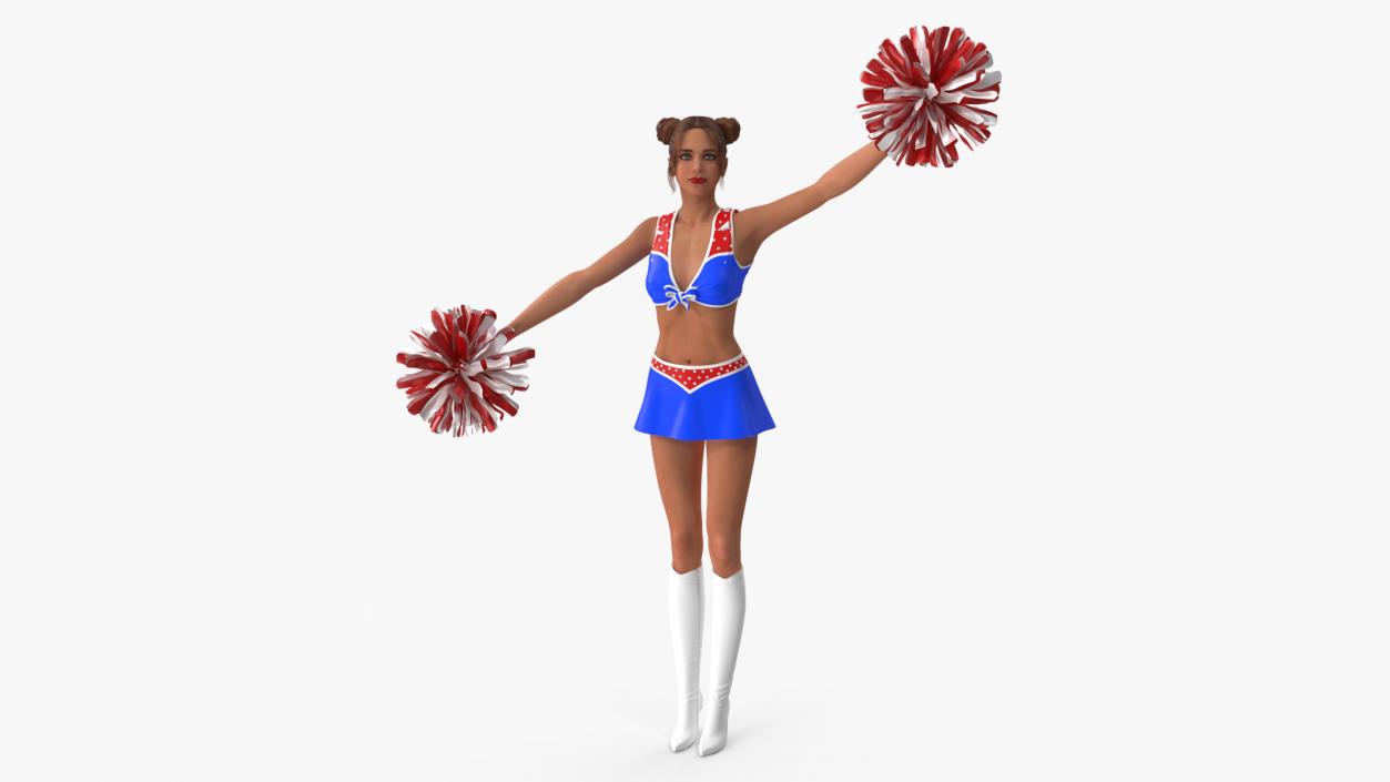 3D European Woman Dancer with Pompoms Rigged