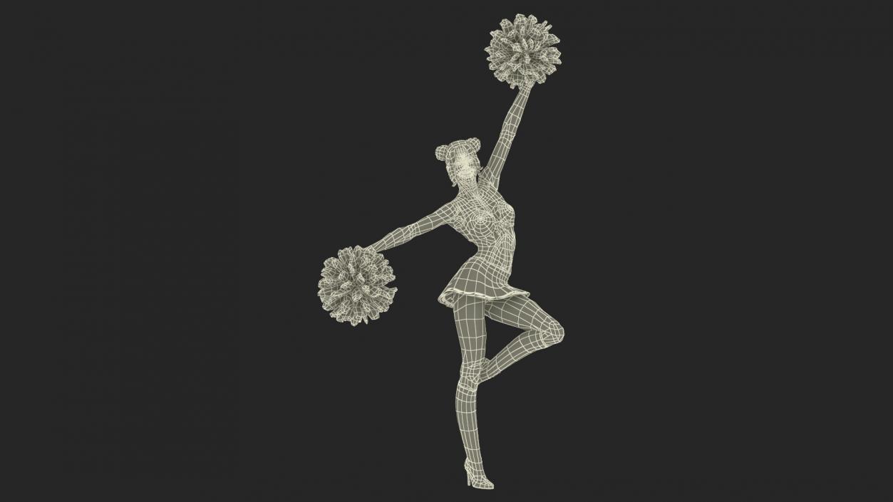 3D European Woman Dancer with Pompoms Rigged