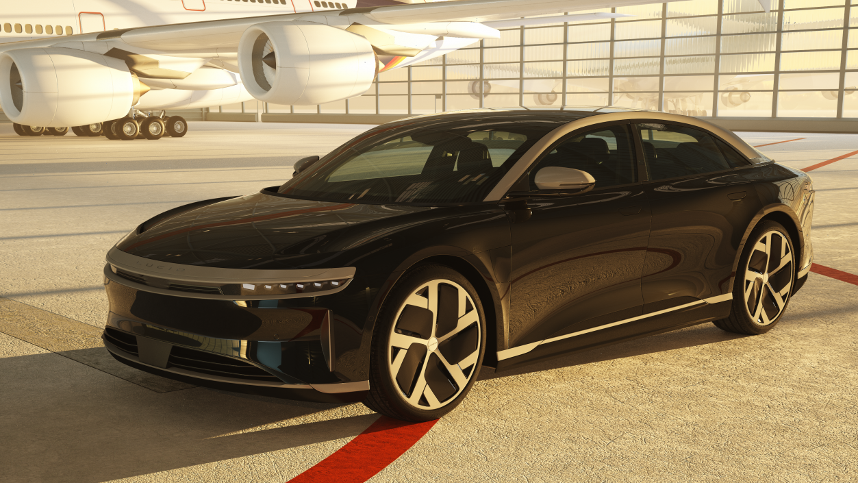 Lucid Air Electric Luxury Sedan Black Rigged 3D model