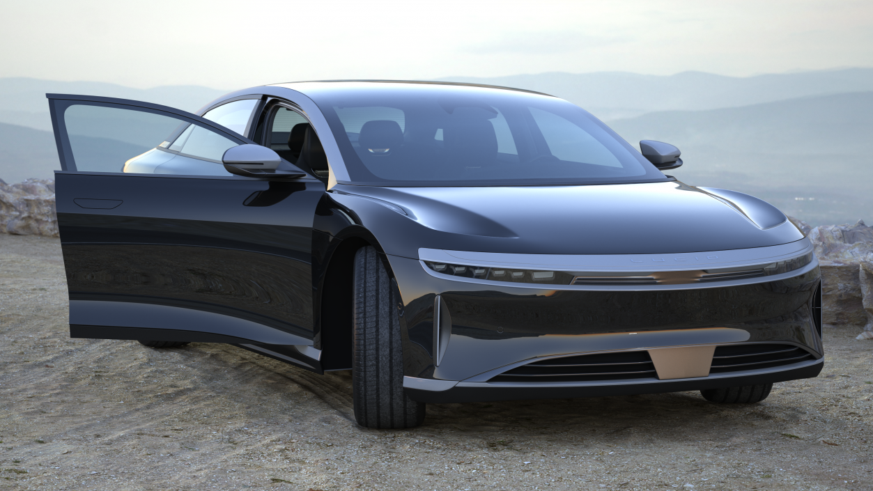 Lucid Air Electric Luxury Sedan Black Rigged 3D model