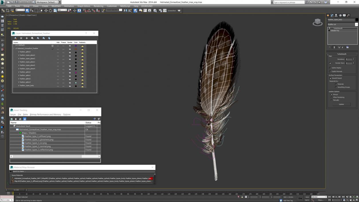 Helmeted Gvineafowl Feather 2 3D model