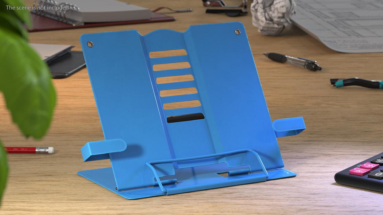 Adjustable Metal Book Stand Blue 3D